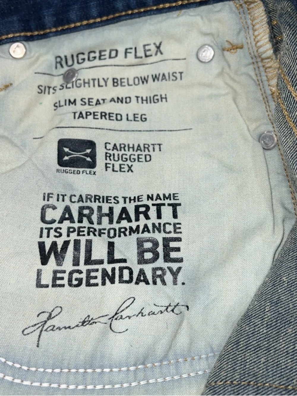 Carhartt Straight Fit Jeans Mens 33x30 Dark Wash Utility Farm Ranch Western - Picture 4 of 9